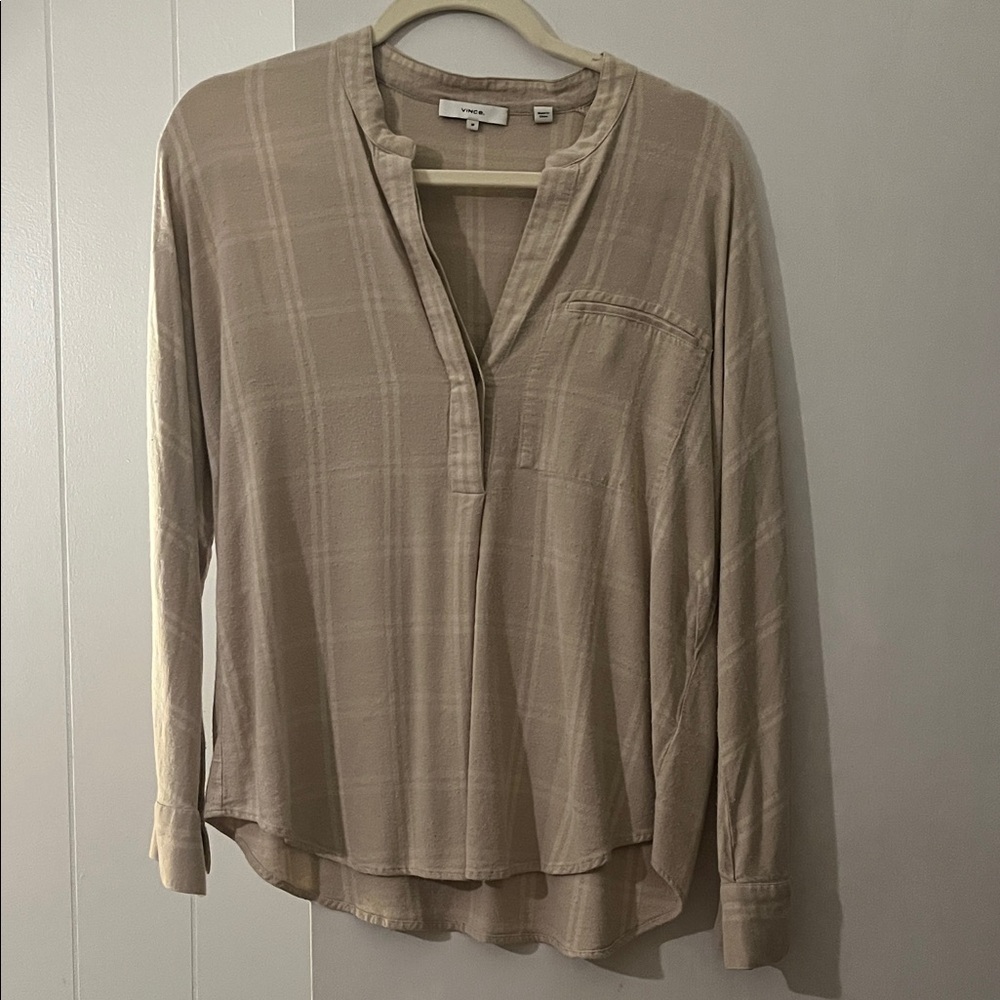 Vince Beige plaid Blouse